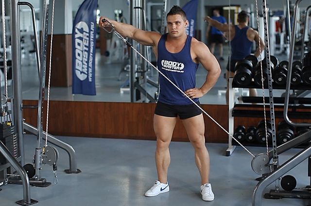 Photo of Standing Low-Pulley Deltoid Raise exercise