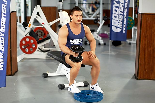 Photo of Dumbbell Seated One-Leg Calf Raise exercise