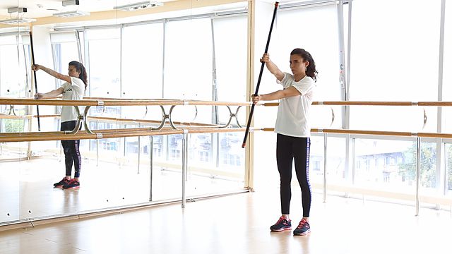 Photo of Turning steering wheel with bodybar exercise