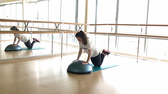 Photo of BOSU pushups from the knees and full exercise