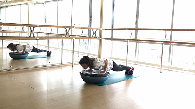 Photo of BOSU Down Push Up exercise
