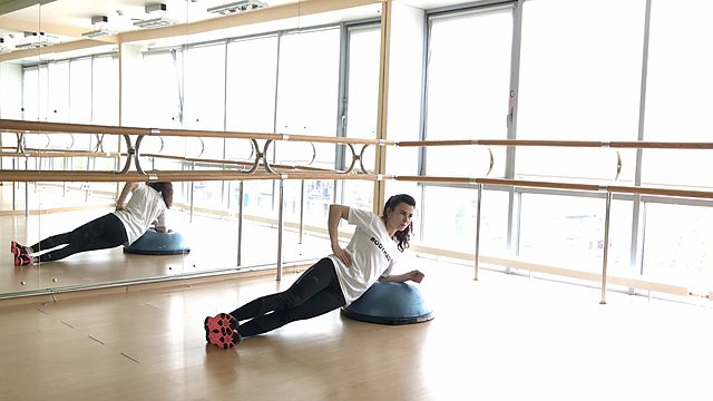 Photo of BOSU Up Elbow Side Plank with ascent exercise