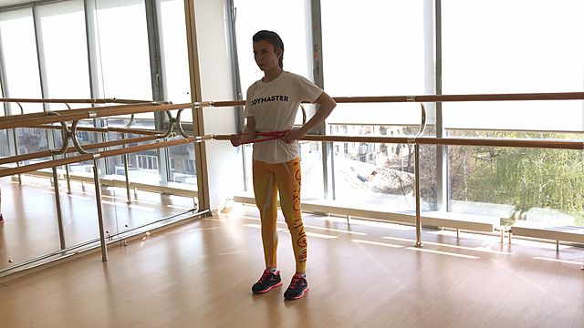 Photo of External shoulder rotation using a rubber band exercise