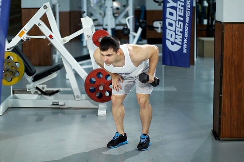 Exercise Standing Bent-Over One-Arm Dumbbell Triceps Extension