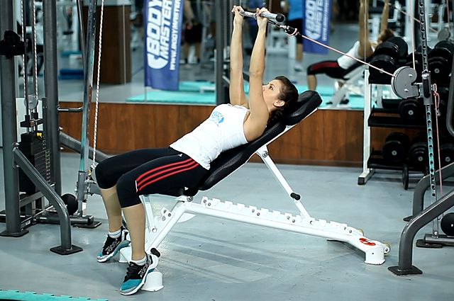 Photo of Cable Incline Triceps Extension exercise