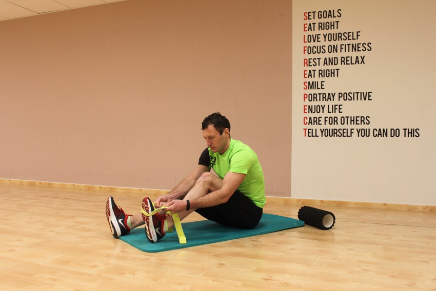 Exercise Seated Hamstring and Calf Stretch