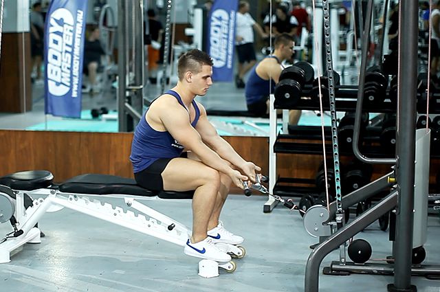 Photo of Seated Two-Arm Palms-Up Low-Pulley Wrist Curl exercise