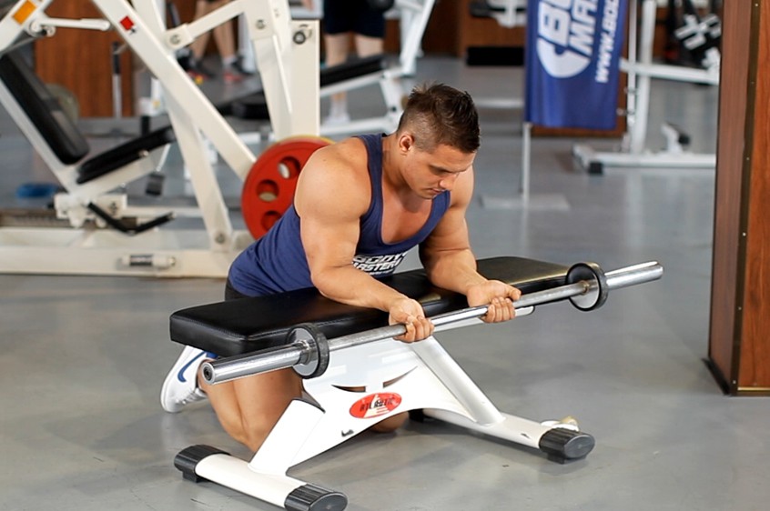 Exercise Palms-Up Barbell Wrist Curl Over A Bench