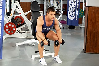 Seated Dumbbell Palms-Down Wrist Curl 