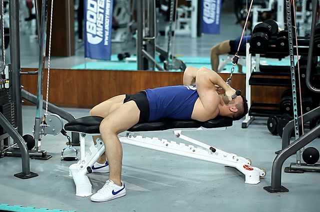 Photo of Lying Close-Grip Bar Curl On High Pulley exercise