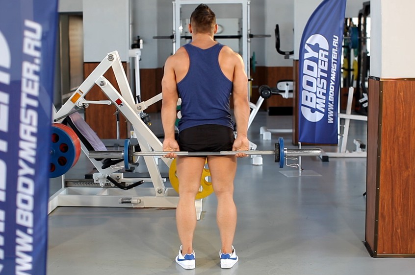 Exercise Standing Palms-Up Barbell Behind The Back Wrist Curl