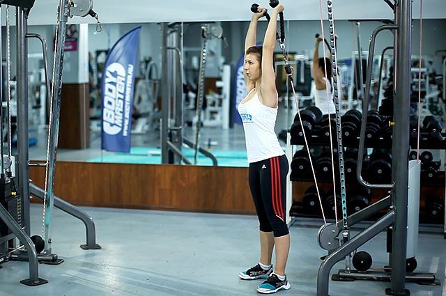 Photo of Cable Rope Overhead Triceps Extension  exercise
