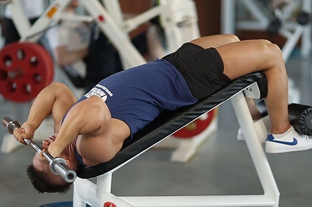 Photo of Decline EZ Bar Triceps Extension exercise