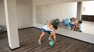 Chest Push from 3 point stance